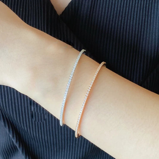 Quality Brand Pure 925 Sterling Silver Jewelry Gold Bangle Move Diamond Bangle Jewellery.