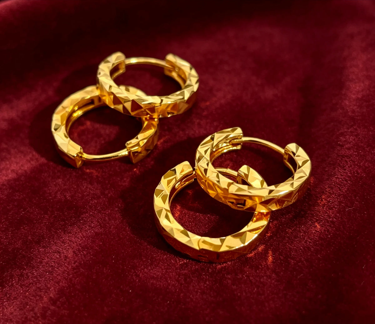Pure Gold real gold Women's sparkling earrings niche light luxury earrings .