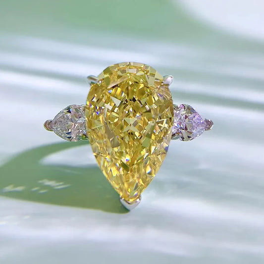 Water Drop Lab Pink Moissanite Diamond Ring 100% Real 925 sterling silver Rings Jewellery.