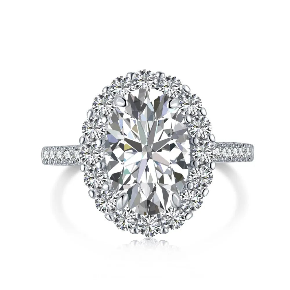 925 Sterling Silver Fine Jewelry Oval Cut 8A Cubic Zirconia Classic Luxury Ring.
