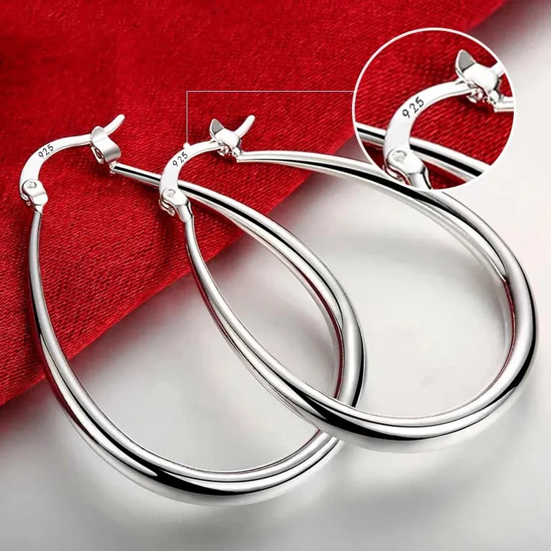Silver 18K oval earrings for women Fashion