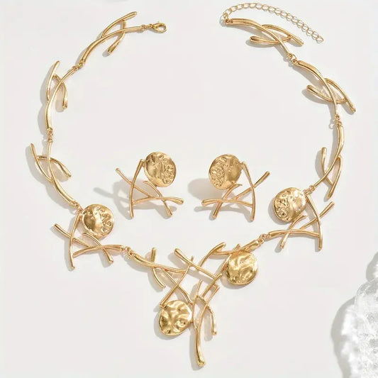 jewellery Set Gold Silver Color, Geometric Exaggerated Style Niche Design Jewellery.