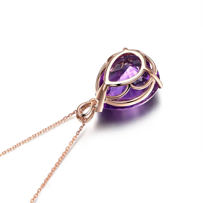 Natural Purple Amethyst Quartz Brazil Faceted Heart Love Pendant Silver Healing Stone Necklace AAAAAA