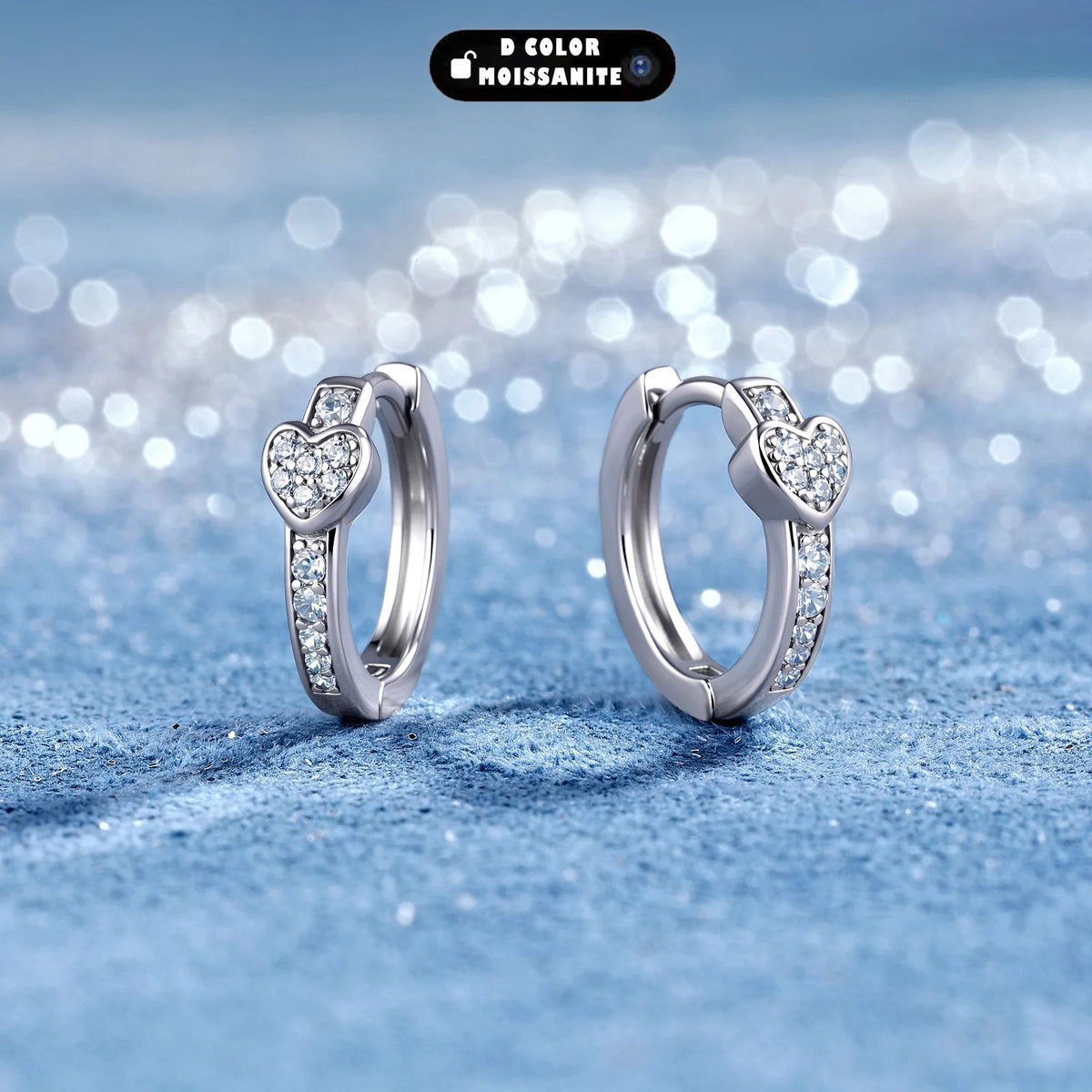 0.2CTW Moissanite Heart Hoop Earrings 925 Silver Minimalist Jewelry for Women jewellery.