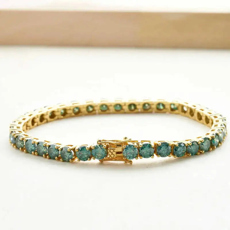 3mm Multicolor Full Moissanite Tennis Bracelet S925 Silver VVS1 Moissanite Bracelet 14-23cm.