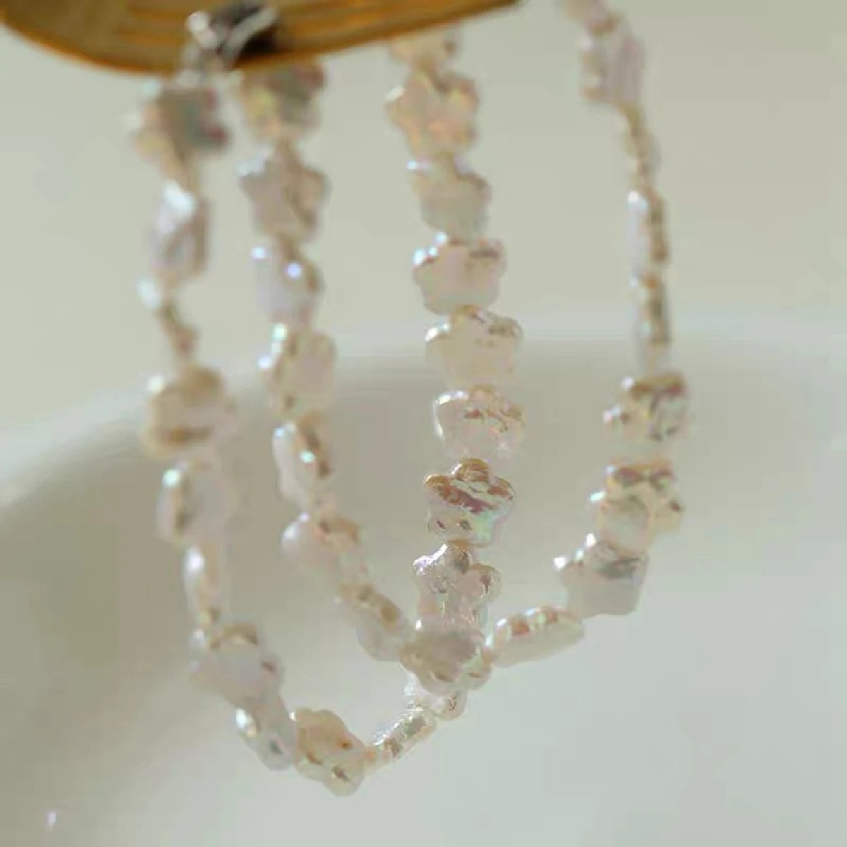 Colorful Natural Freshwater Plum Blossom Baroque Flower Pearl Necklace S925 Pure Silver Buckle Tail Chain.