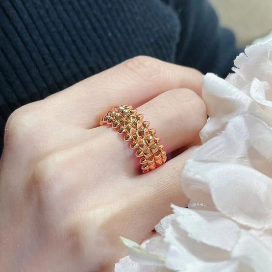 S925 Silver With Rose Gold Wide Rivet Ring Classic Luxury Jewellery.