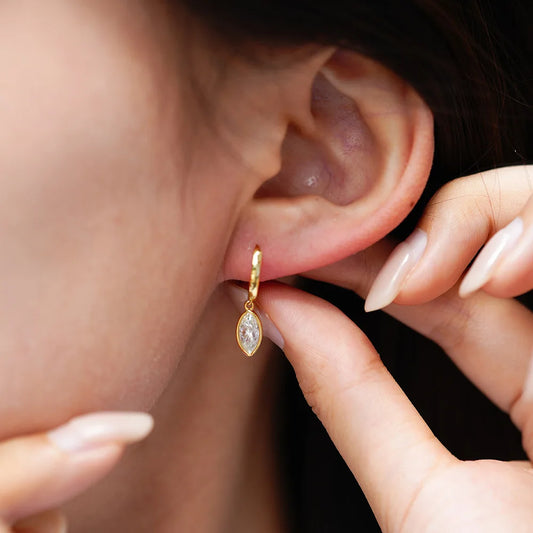 Luxury 100% Real 18k Gold Horse-eye-shaped Diamond Stud Moissanite Earrings.