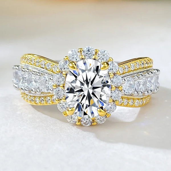 100% Real Oval Moissanite Ring with Certificate Passed Diamond Test Ring Jewellery S925 Silver. Alternate View