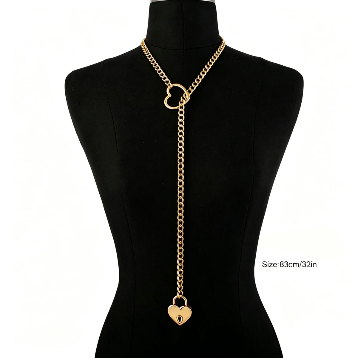 Heart Lock Slip Chain Necklace Love Chains Padlock Necklace.
