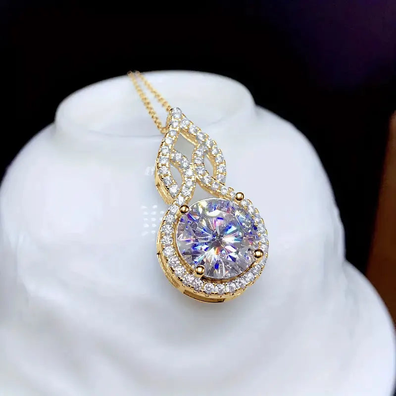 Real 925 Sterling Silver D Color Moissanite Infinity Necklace Luxury Gourd Shape Jewelry.