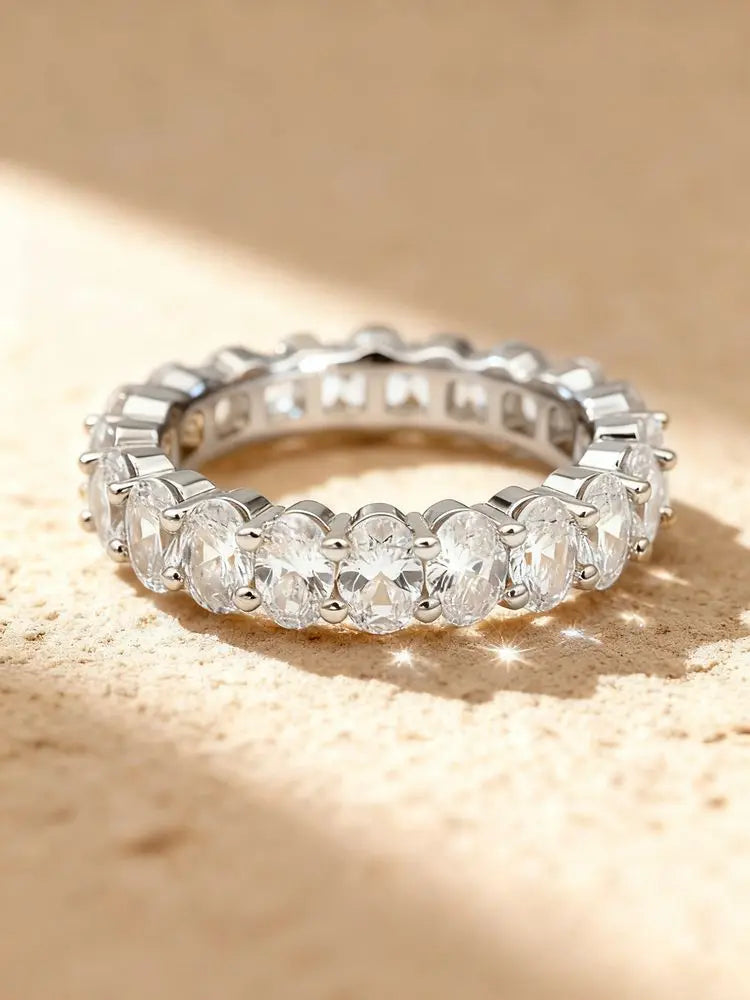 925 Sterling Silver Fashion Original Oval Zircon Ring Luxury High Quality Fine Jewellery.