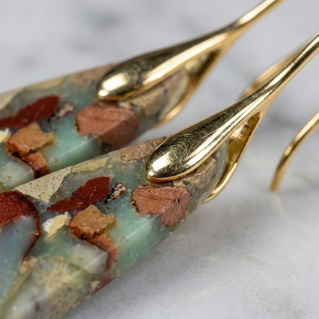 Natural Stone Earrings Bohemian, Emperor Stone Geometric Pendant Earring Luxury Jewellery.