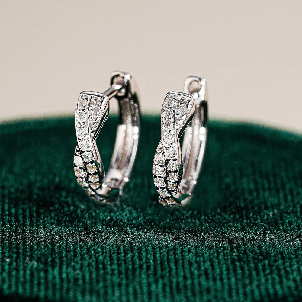 Vintage Ear Clips PT950 Platinum Women's! 0.5CT Moissanite Elegant Hoops, High-End Eye-Catching & Chic