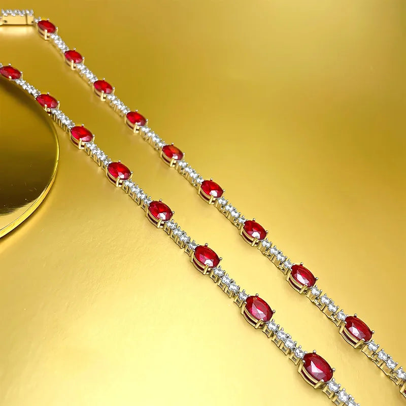 925 Sterling Silver Necklace Ruby Pendant Industrial Chic Gemstone Jewellery.
