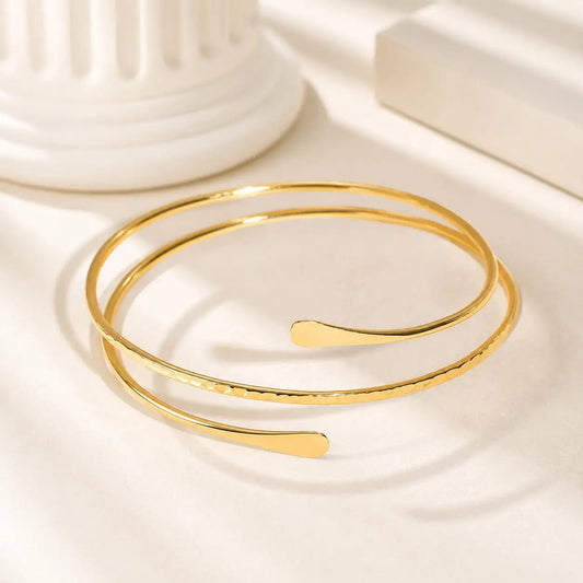 Upper Arm Cuff Bracelet Gold Plated Adjustable Open Armband Jewelry.
