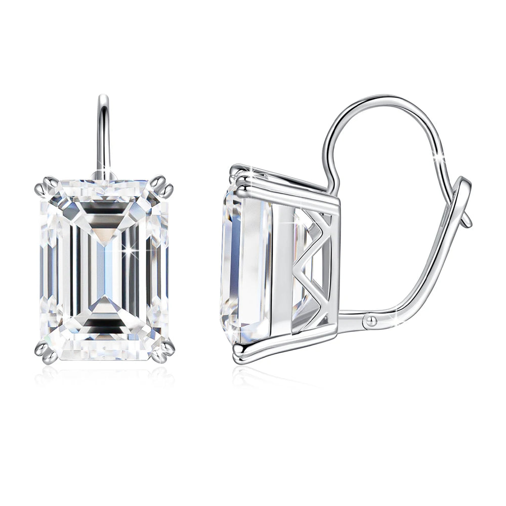 925 Sterling Silver 10*14mm Emerald Moissanite Clip Earrings perfect Jewelry gift.