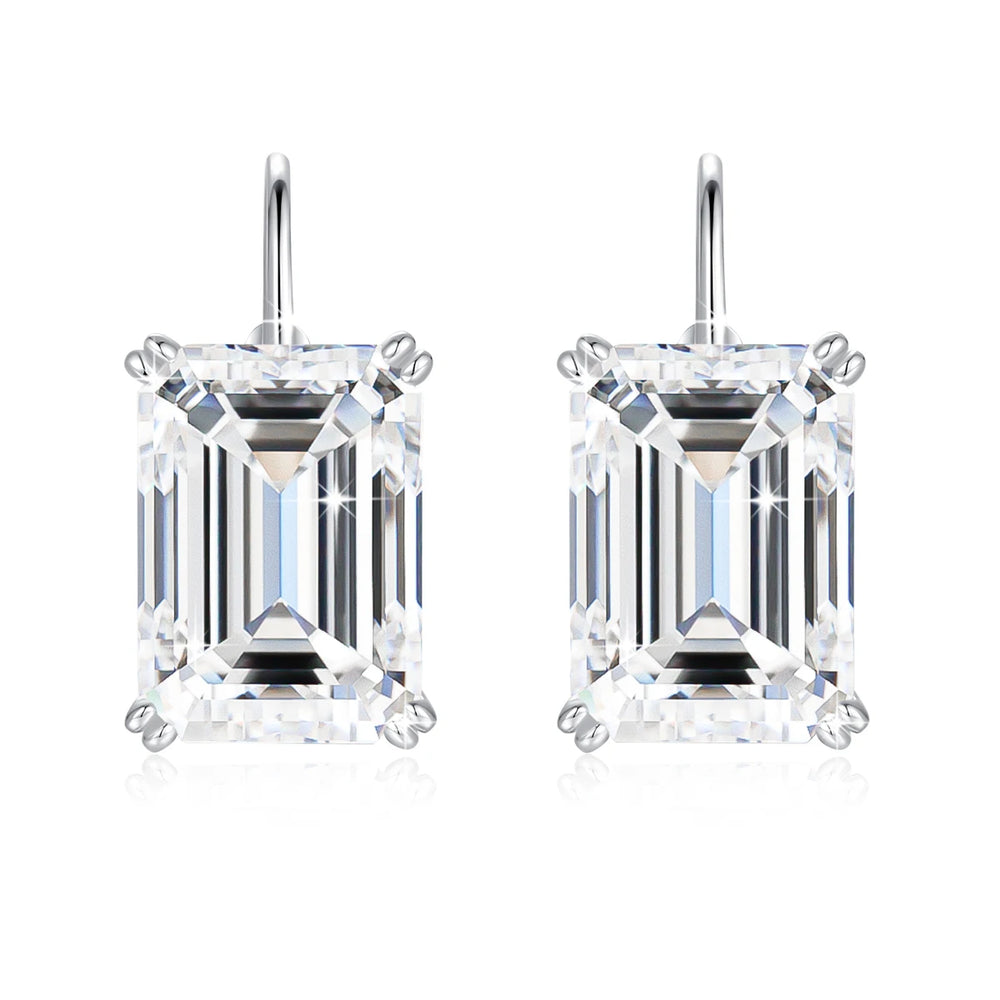 925 Sterling Silver 10*14mm Emerald Moissanite Clip Earrings perfect Jewelry gift.