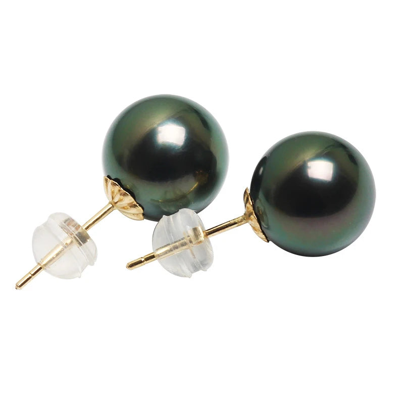 Real Sea Water Pearl Earrings,18K Gold Stud Pearl Earrings perfect Gift.