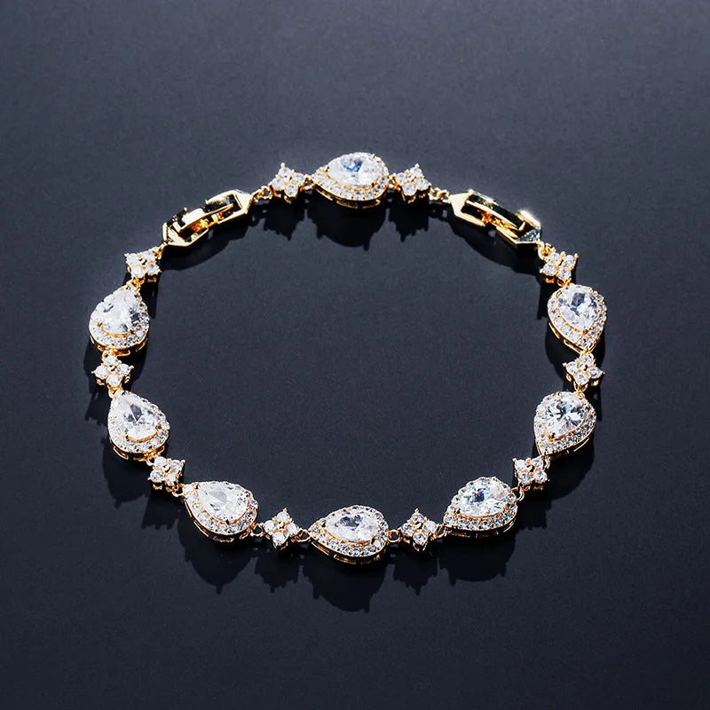 Classic Geometric Water Drop CZ Bracelet Gorgeous Zircon Jewellery.