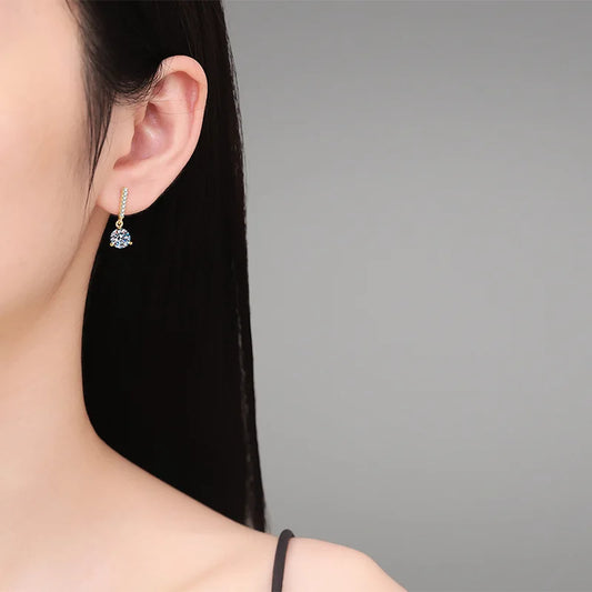 Luxury 100% Real 18k Gold Diamond Stud Earrings 2 karat Moissanite High grade Stud Earrings.