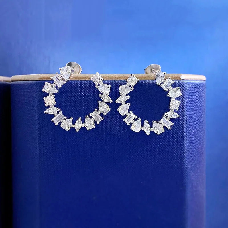 Charm Moissanite Diamond Earring 100% Real 925 Sterling Silver Earrings,