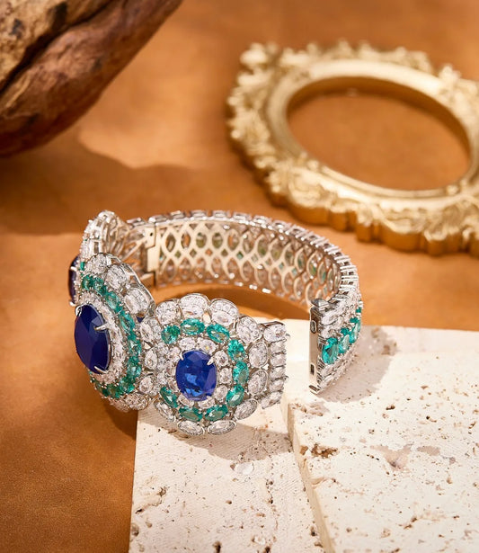 Luxury Pure 925 Bracelet Sterling Silver Jewelry Big Gem Design Diamond.