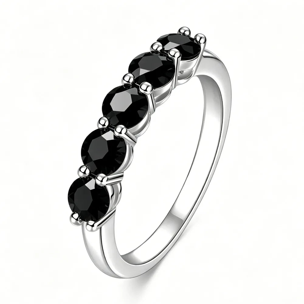 925 Sterling Silver Half Eternity Ring Round Cut D VVS1 Multi Color Moissanite Stackable Fine Jewellery.