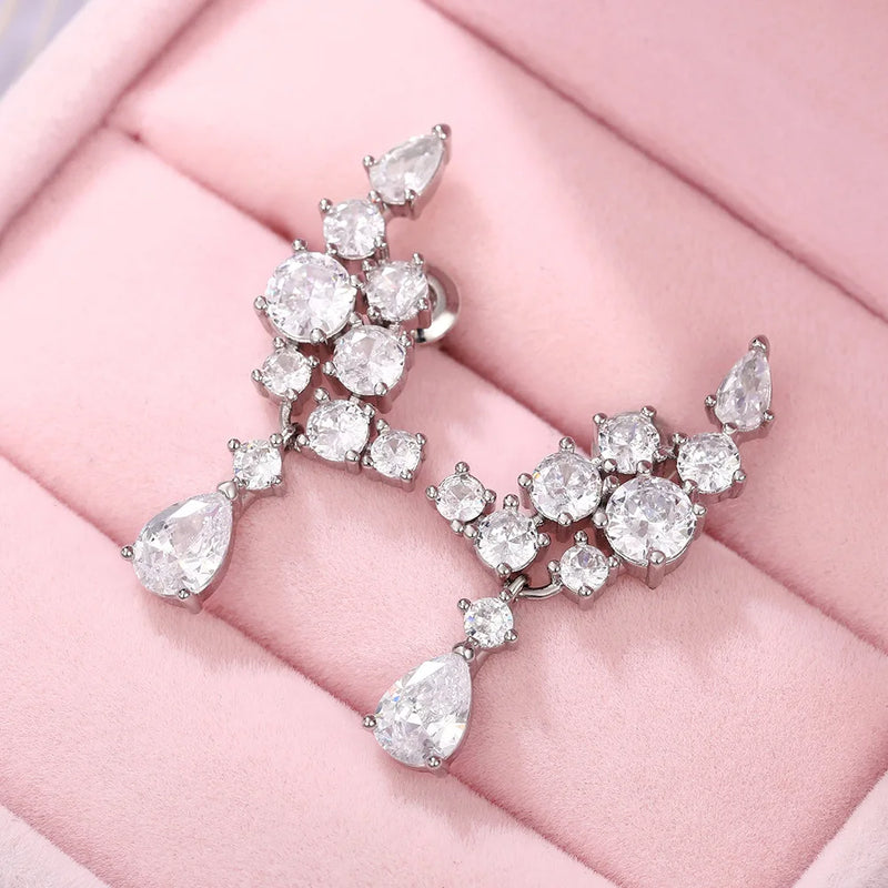 Graceful Luxury Pendant Earrings, Fashion Accessories with Dazzling Zirconia Jewellery.