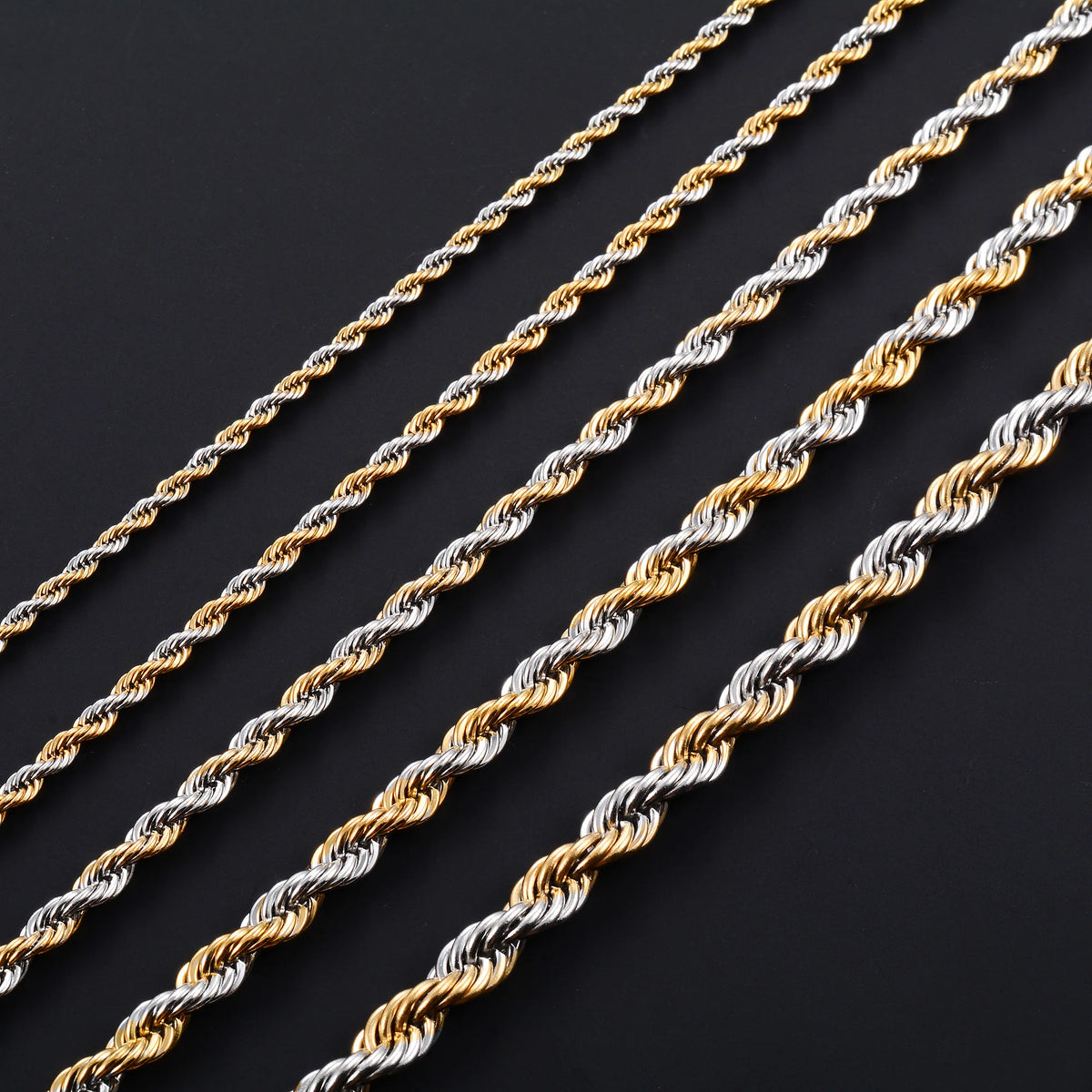 Men's Twisted Neck Rope Chain Stainless Steel Necklace for Women Punk Boy Silver and Gold Color Metal Jewelry Accessories Choker