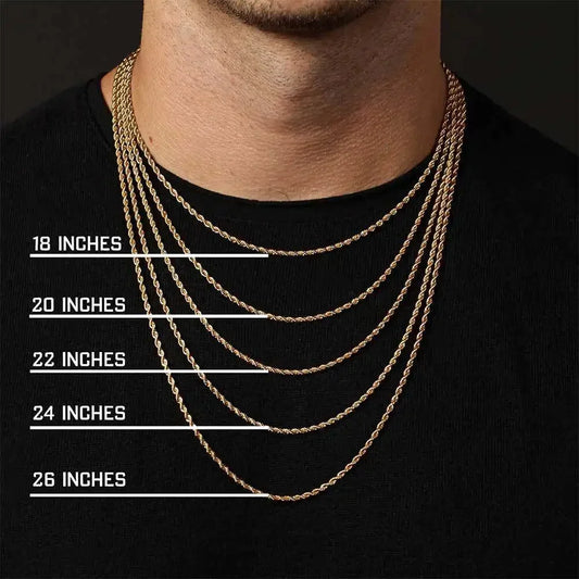 2-6MM Gold Color Twisted Rope Chain Necklace Stainless Steel Never Fade Waterproof Jewellery.