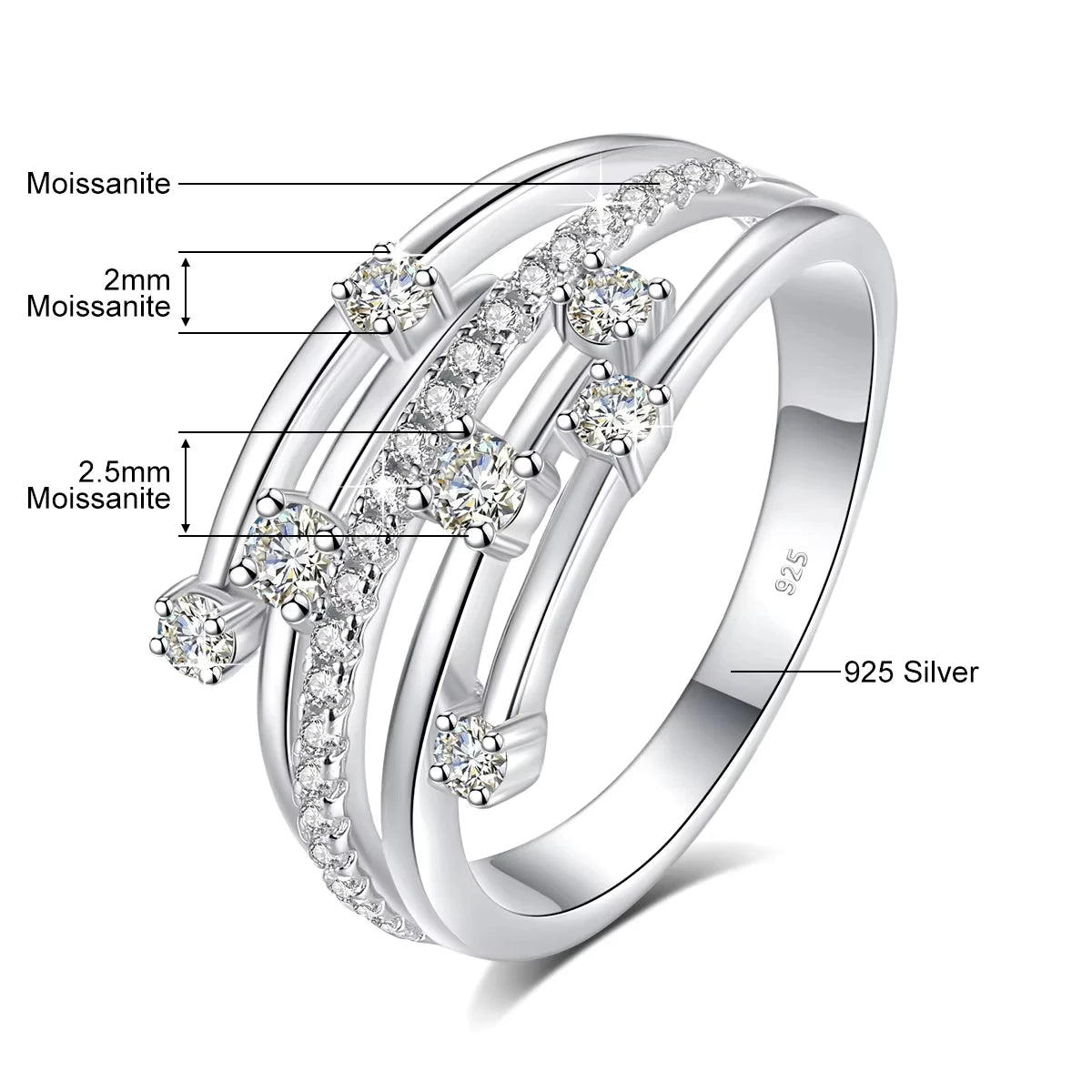 Szjinao Brand Trendy Moissanite Ring Eternity Wedding Band Solid 925 Silver Rings For Women Jewelry Engagement Gift Dropship