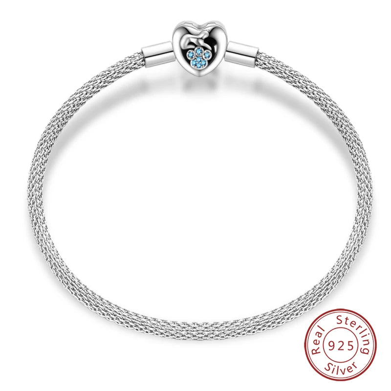 Bracelet Silver 925 Original Star Moon Sun Four Leaf Clover Green Zircon Bracelets Jewellery.