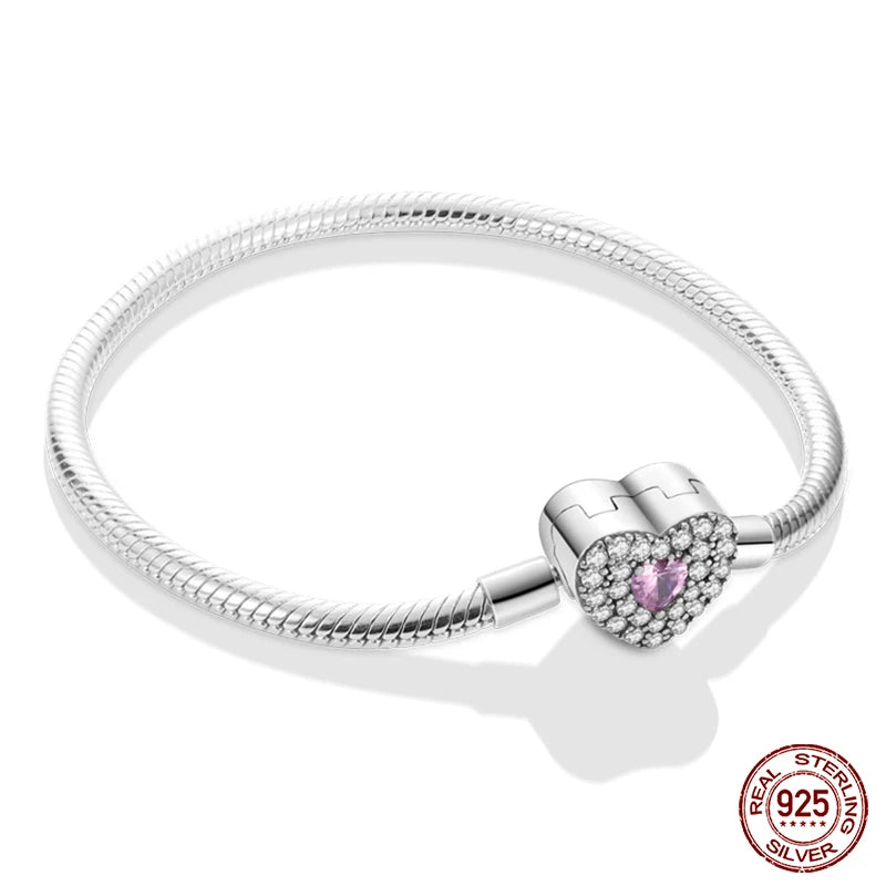 Bracelet Silver 925 Original Star Moon Sun Four Leaf Clover Green Zircon Bracelets Jewellery.