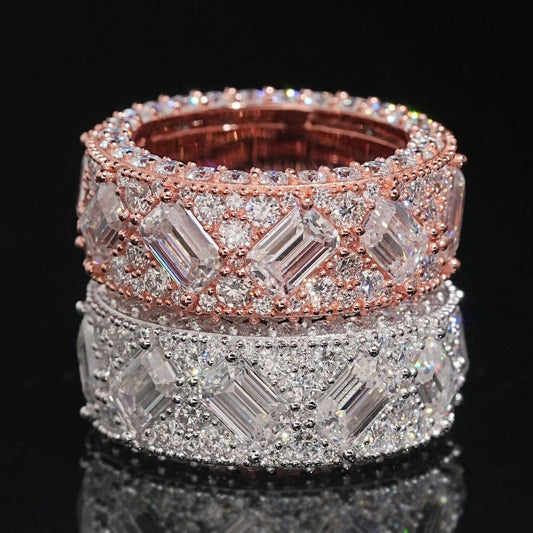 D Color Moissanite Cocktail Ring Men,925 Sterling Silver Diamond Rings White Gold.