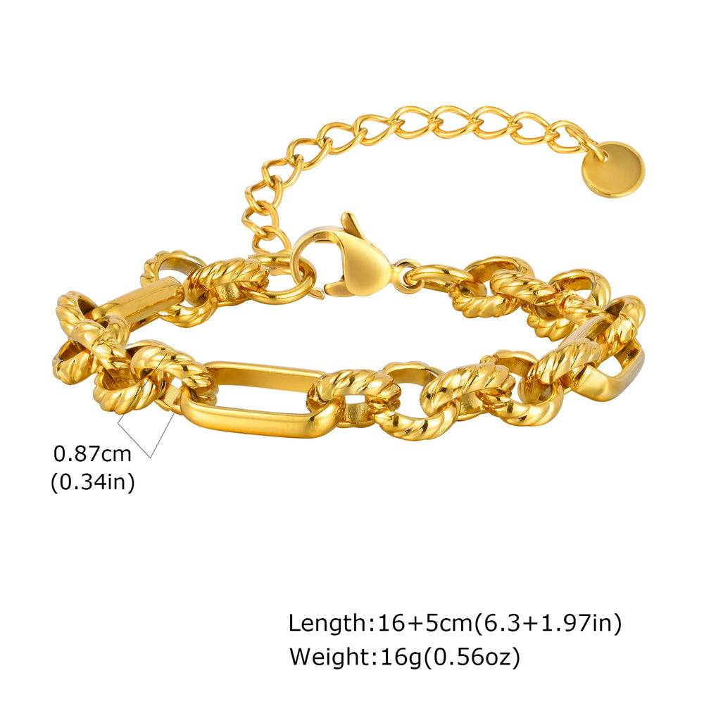Chunky Bold Bracelets, Stainless Steel, Bracelet Gold Plated Tarnish Free.