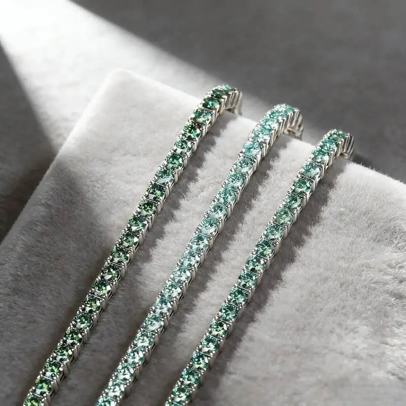 3mm Multicolor Full Moissanite Tennis Bracelet S925 Silver VVS1 Moissanite Bracelet 14-23cm.