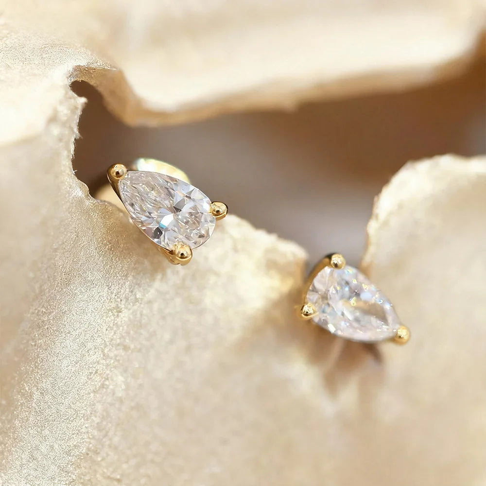 1CT D Color Moissanite Teardrop Earrings - 925 Sterling Silver Plated 18K Gold Drop Earrings Luxury Jewelry