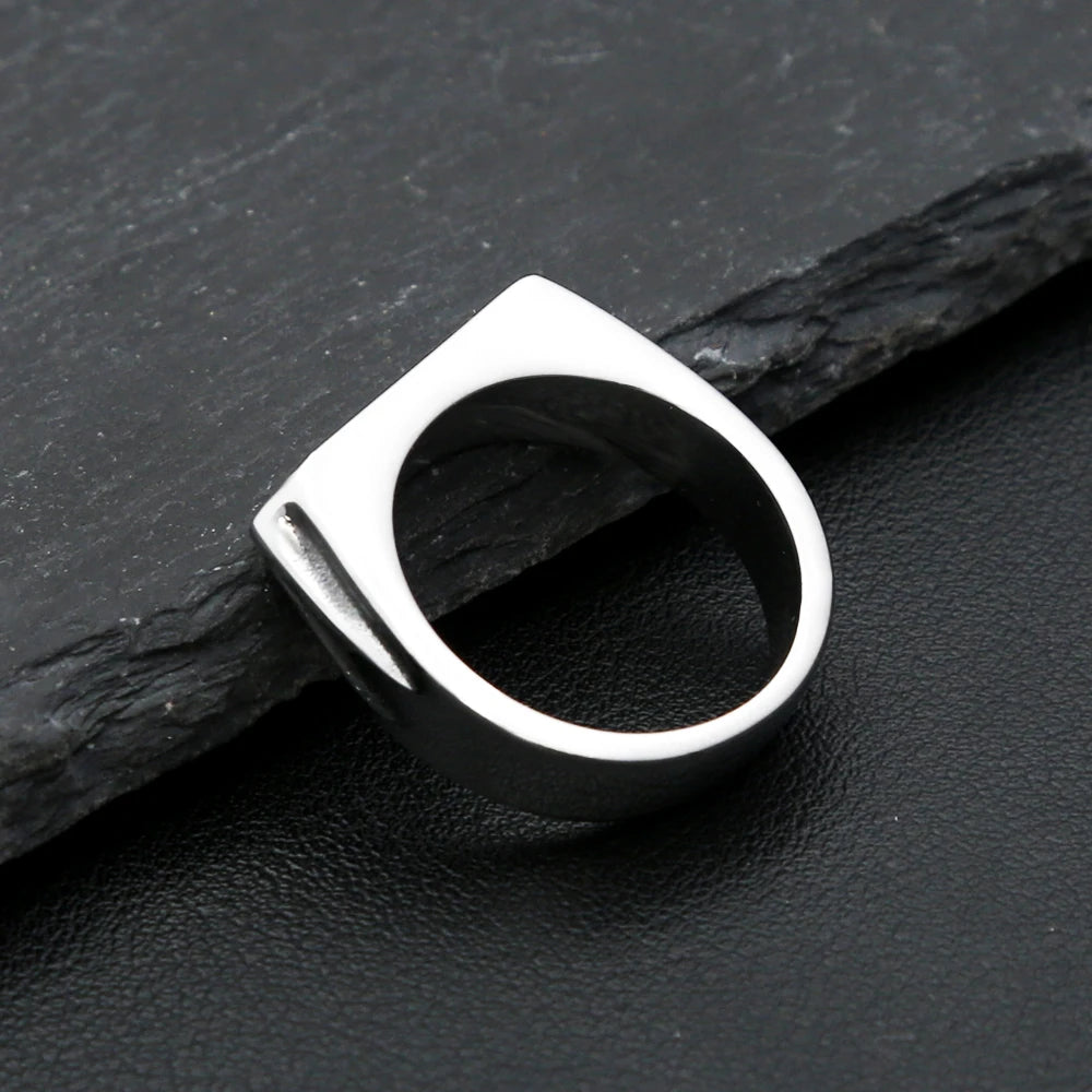 316L Stainless Steel Simple Rings For Men Square Band Flat Ring Charm Jewellery