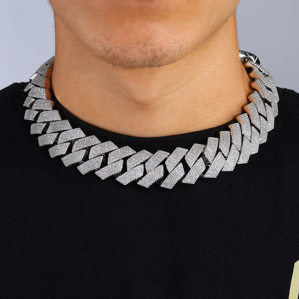 Hip Hop Jewelry Men Iced Out Chains Big Heavy 25mm Six Rows Cz Stone Cuban Link Chain High Quality Bling Necklace 