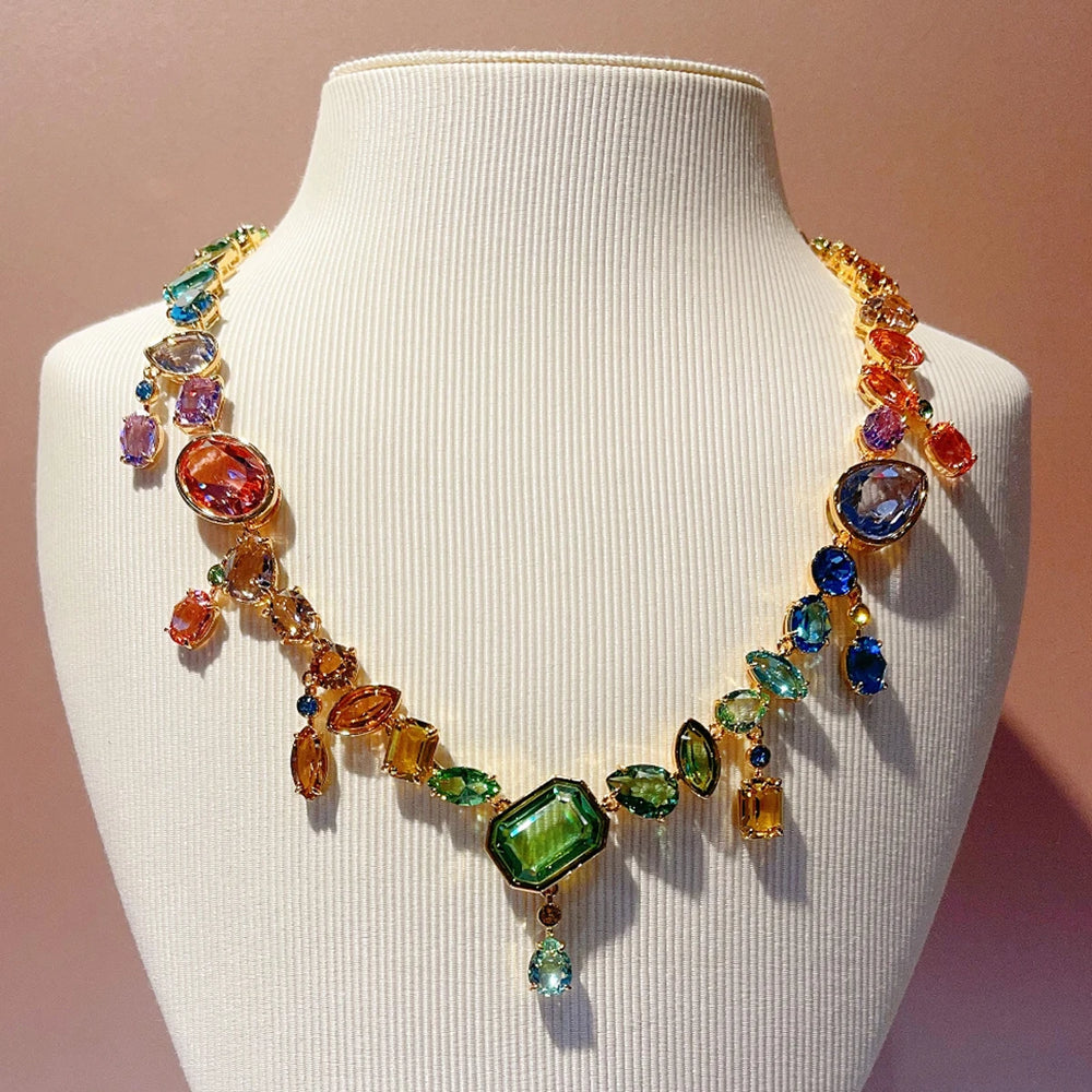 New necklace women's niche design bracelet high-end earrings light luxury ring jewellery set.