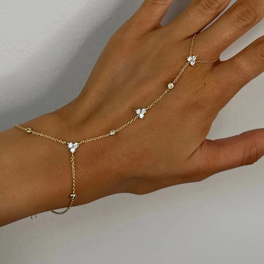 Rhinestone Flower Bracelet Geometric Crystal Metal Bracelet Jewelry