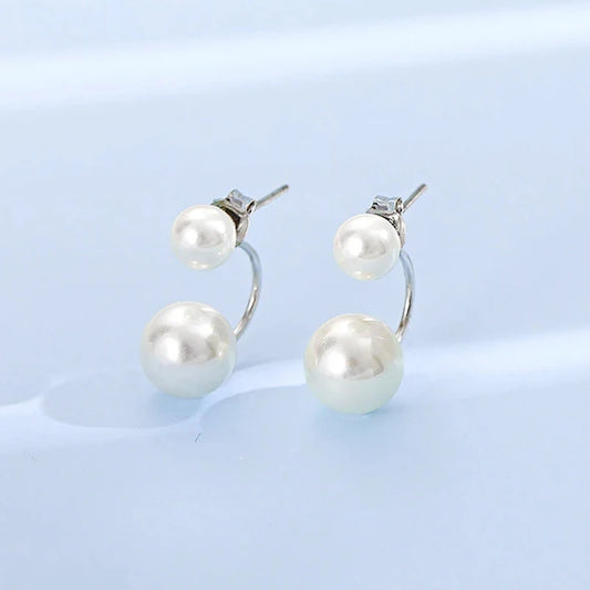 Double Imitation Pearl Earrings Creative Design Fashion Versatile Earring Jewellery.