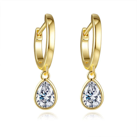 Luxury 100% Real 18k Gold Women's Drop Earrings Moissanite Diamond Earrings