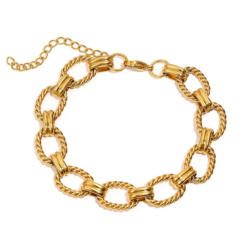 Chunky Bold Bracelets, Stainless Steel, Bracelet Gold Plated Tarnish Free.