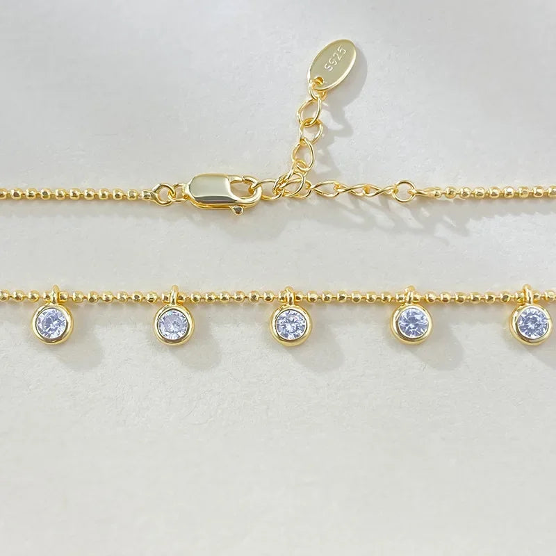 Charm Moissanite Diamond Necklace 100% Real 925 Sterling Silver Jewellery.