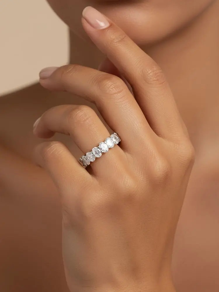 925 Sterling Silver Fashion Original Oval Zircon Ring Luxury High Quality Fine Jewellery.