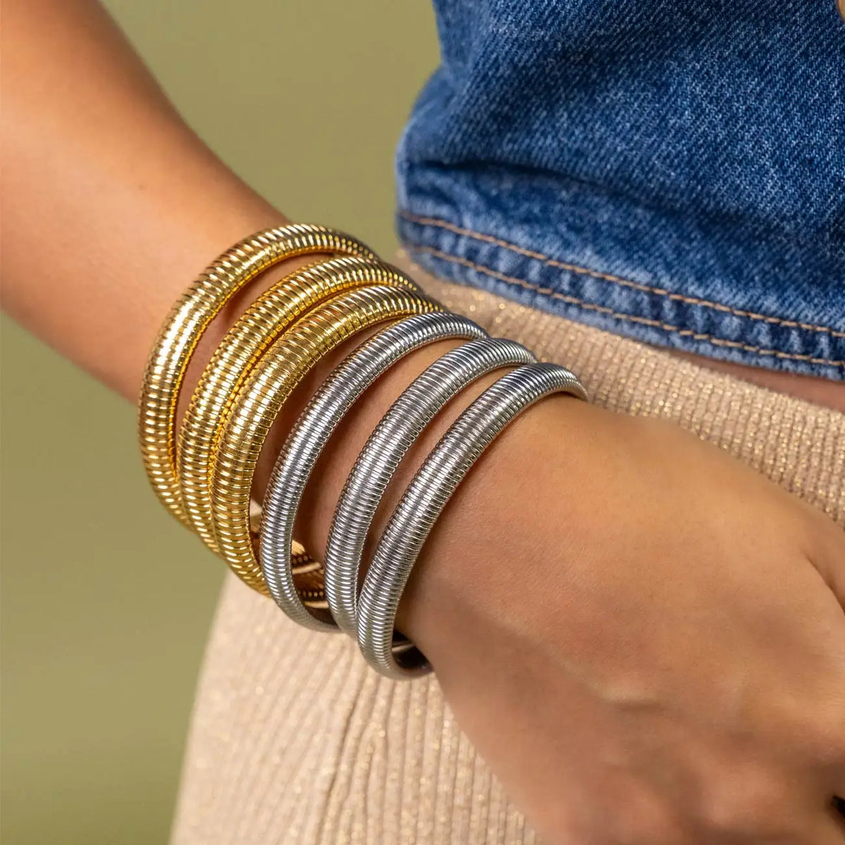 Fashion 18K Gold Plated Stainless Steel Elastic Bracelet Jewellery.