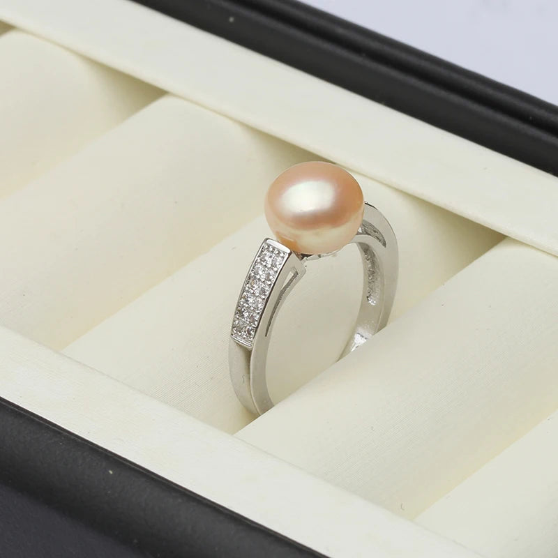 Genuine Natural Pearl Rings Women,925 Sterling Silver Ring With Adjustable Pearl.