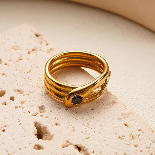 Rings 18K Gold Plated Stainless Steel Simple Ring Fashion Creativity Daily Jewellery.